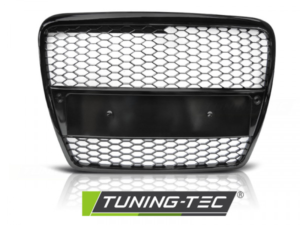Upgrade Sportgrill / Kühlergrill für Audi A6 C6 (4F) 04-08 Hochglanz schwarz in Wabendesign